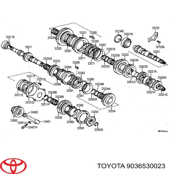 Cojinete, caja de cambios 9036530023 Toyota