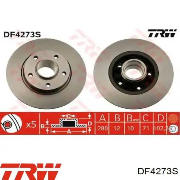 Disco de freno trasero Renault Trafic 2 FL