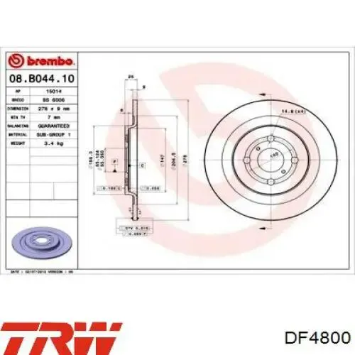 Disco de freno trasero Toyota Yaris P13