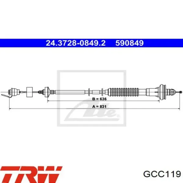 Cable de embrague TRW GCC119 precio, desde