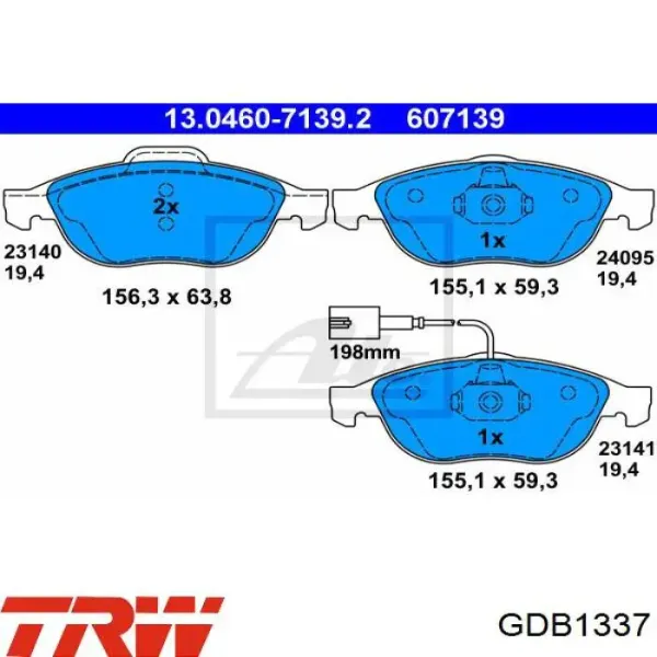 Pastillas de freno delanteras 71713143 Fiat/Alfa/Lancia