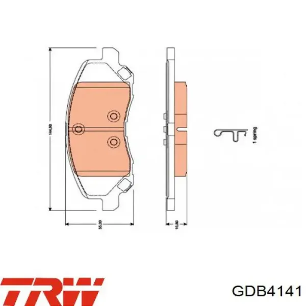 Comprar GDB4141 TRW Pastillas delanteras de freno