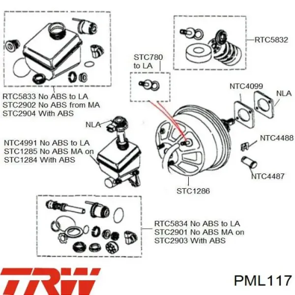 Cilindro maestro de frenos PML117 TRW