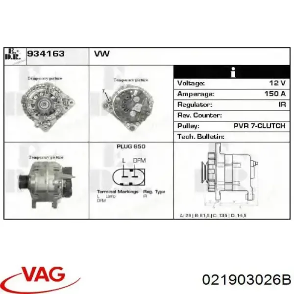 Alternador 021903026B VAG