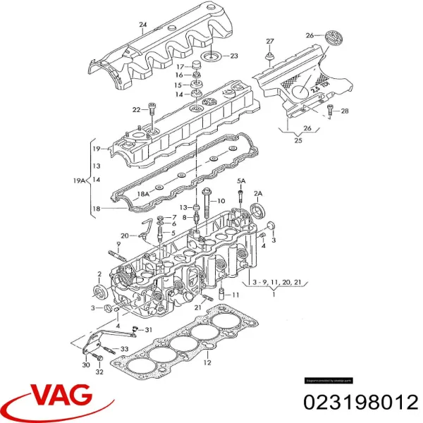 Juego de juntas superiores de motor 023198012 VAG