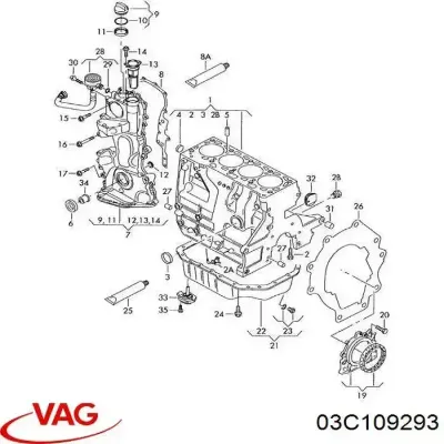 Junta, cárter de distribución VAG 03C109293