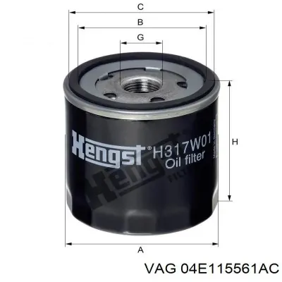 Filtro de aceite VAG 04E115561AC