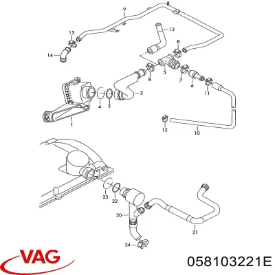 Tubo De Ventilacion Del Carter (Separador de Aceite) VAG 058103221E