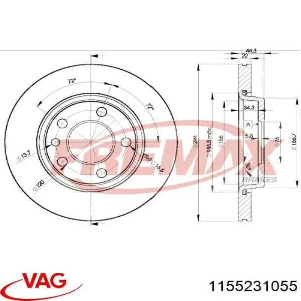 Disco de freno trasero Volkswagen Transporter 7HB, 7HJ, 7EB, 7EJ