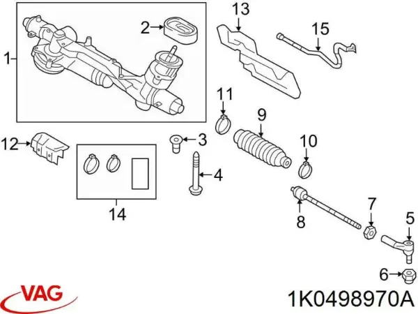 Kit de reparación, mecanismo dirección Volkswagen Passat B6