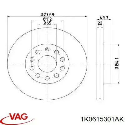 Freno de disco delantero VAG 1K0615301AK