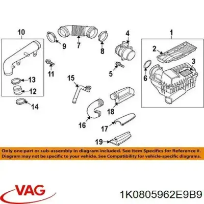 Entrada Del Filtro De Aire VAG 1K0805962E9B9