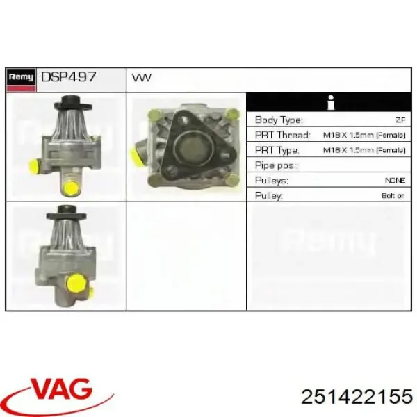 Bomba de dirección 251422155 VAG