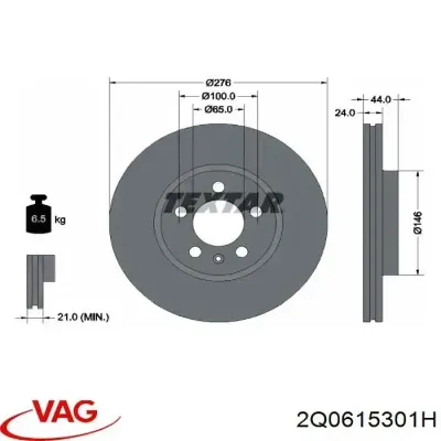 Freno de disco delantero VAG 2Q0615301H