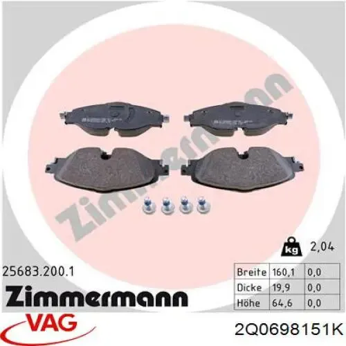 Pastillas de freno delanteras Volkswagen Passat 3G2, CB2