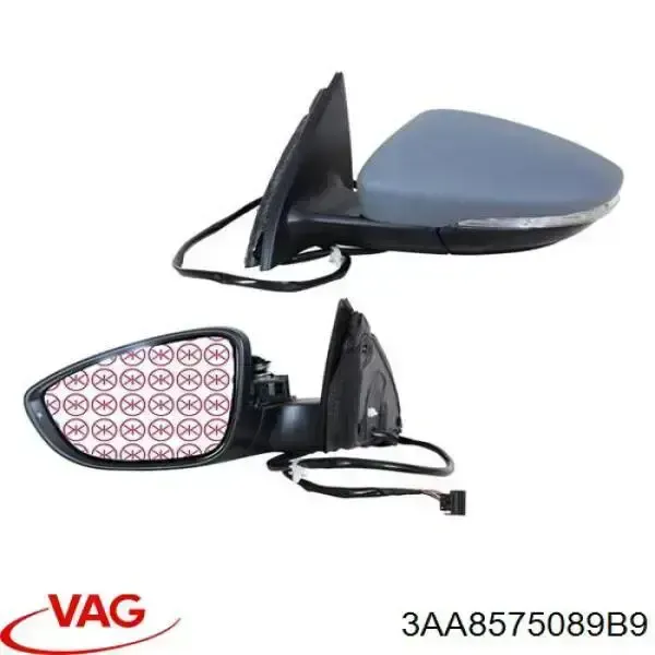 Espejo de retrovisor derecho 3AA8575089B9 VAG