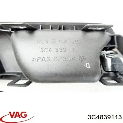Manecilla de puerta, equipamiento habitáculo, trasera izquierda VAG 3C4839113