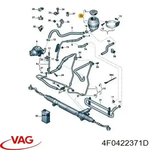 Depósito de bomba de dirección hidráulica Audi A4 B8