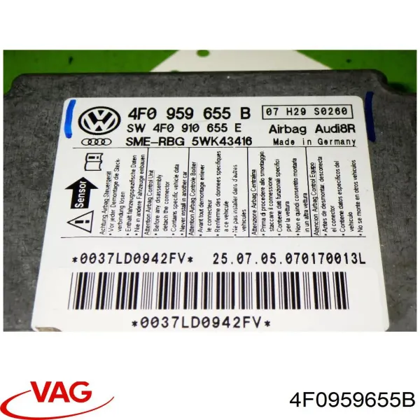 Módulo de control de airbag 4F0959655B VAG