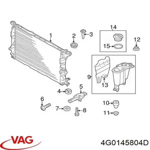 Radiador, refrigeración del motor adicional Audi A7 4GA, 4GF