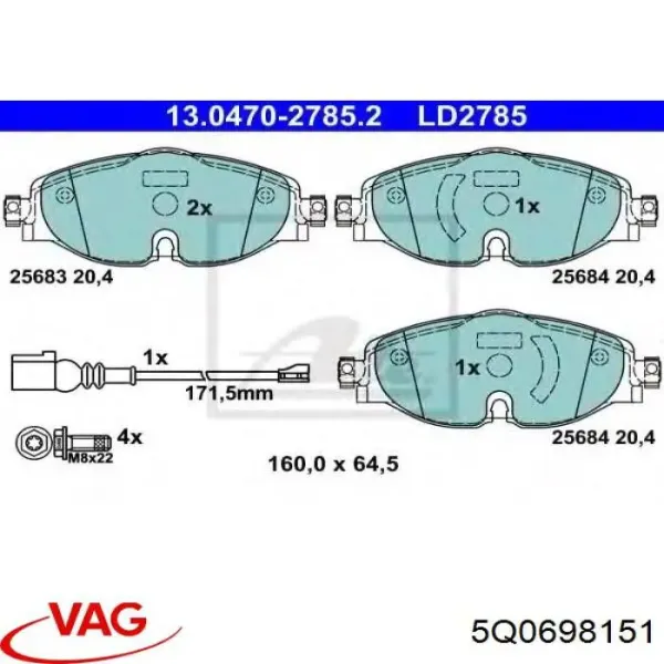 Pastillas de freno delanteras Volkswagen Passat 3G2, CB2
