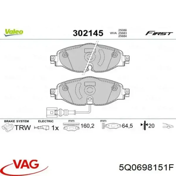 Pastillas de freno delanteras Volkswagen Passat 3G2, CB2
