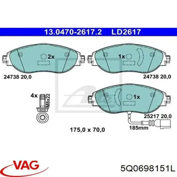 Pastillas de freno delanteras Volkswagen Passat 3G2, CB2