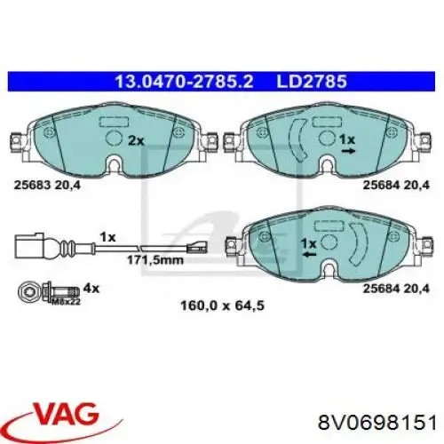 Pastillas de freno delanteras Volkswagen Passat 3G2, CB2