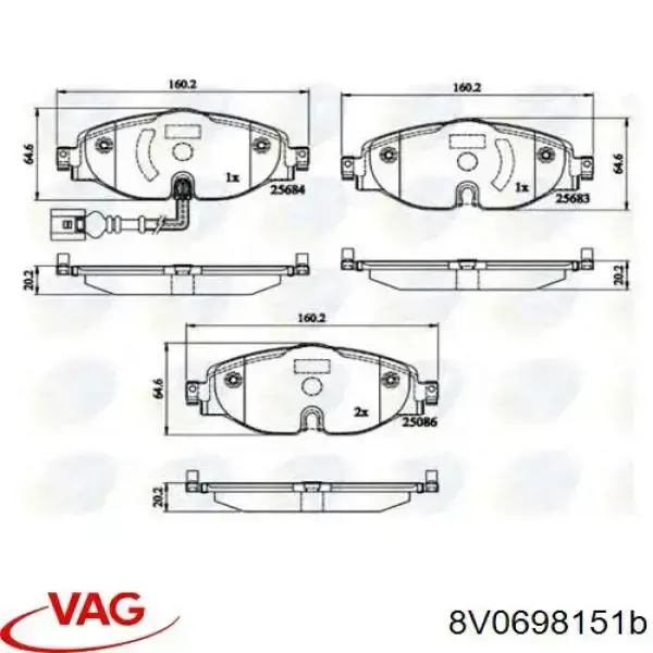 Pastillas de freno delanteras Volkswagen Passat 3G2, CB2