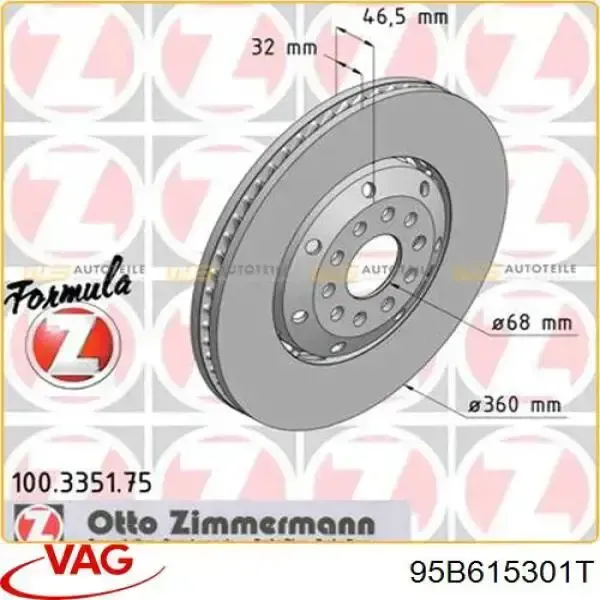 Disco de freno 95B615301T VAG
