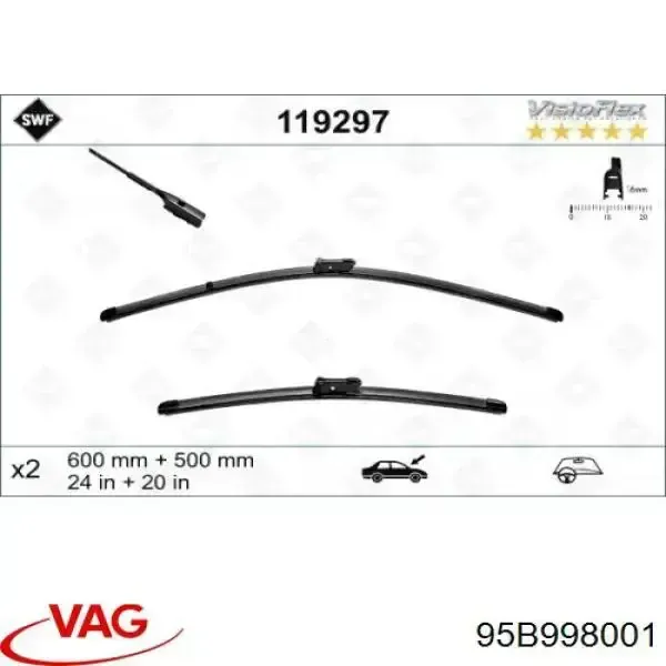 Limpiaparabrisas delanteras 95B998001 VAG