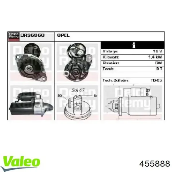 Motor de arranque 455888 VALEO