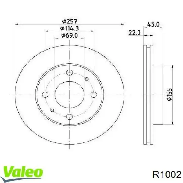 Disco de freno R1002 VALEO