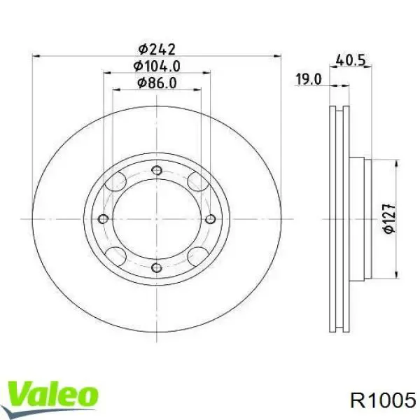 Disco de freno R1005 VALEO