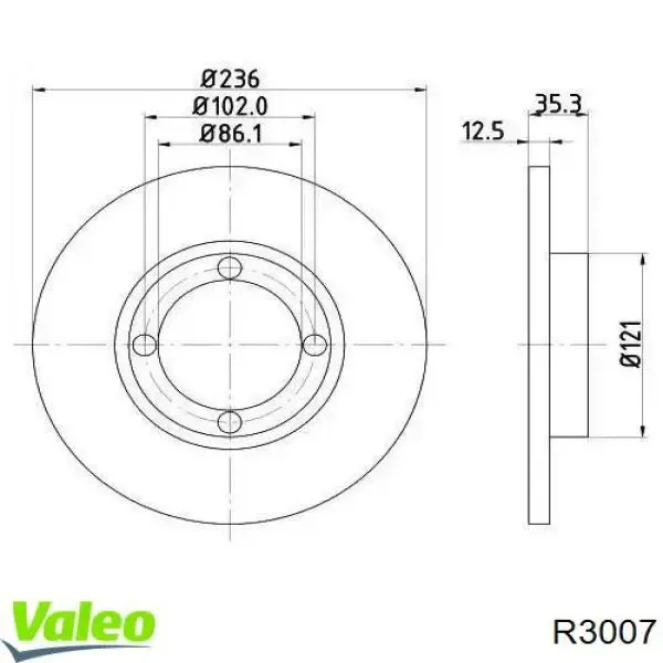 Disco de freno R3007 VALEO