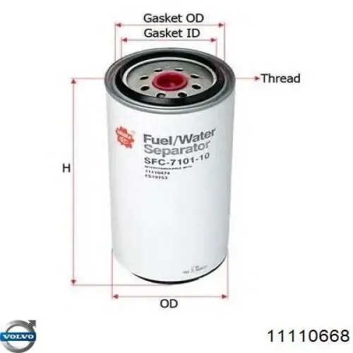 Filtro de combustible 11110668 Volvo