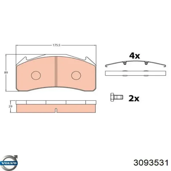 Pastillas de freno traseras 3093531 Volvo