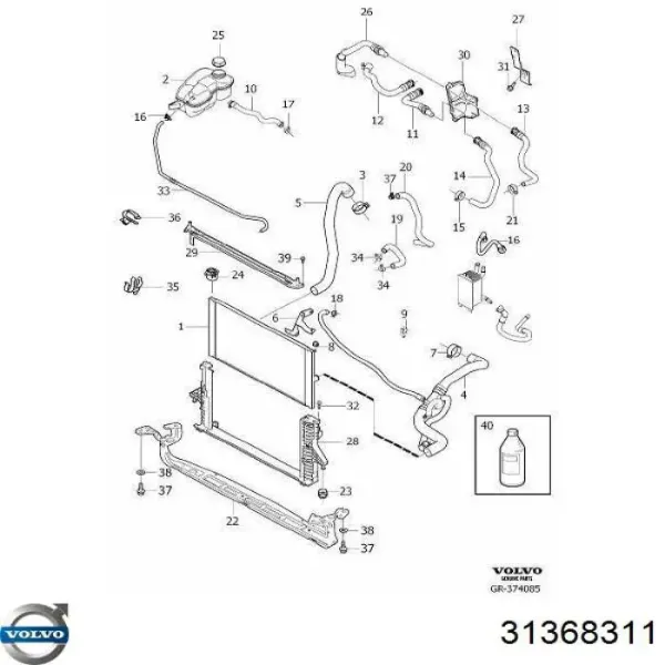 Tapón de expansión de refrigerante/anticongelante Volvo V40 525, 526