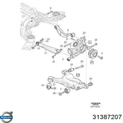 Brazo transversal de suspensión trasera VOLVO 31387207