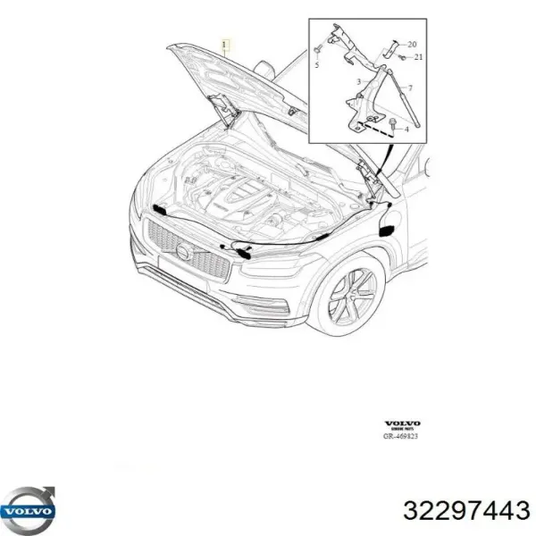 Aleta delantera izquierda 32297443 Volvo