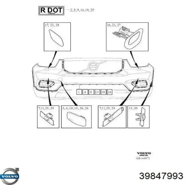 Tapa del enganche de remolcado delantera 39847993 Volvo