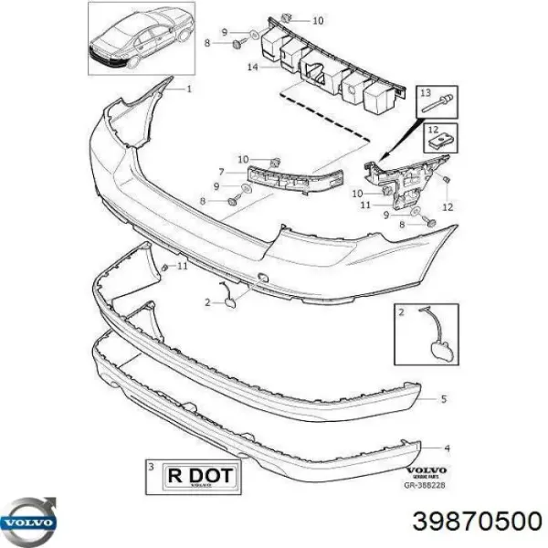 Parachoques trasero Volvo S80 II