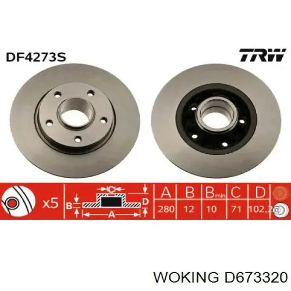 Disco de freno trasero Renault Trafic 2 FL