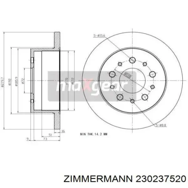 Disco de freno trasero Fiat Ducato 3 250