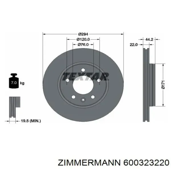 Disco de freno trasero Volkswagen Transporter 7HB, 7HJ, 7EB, 7EJ