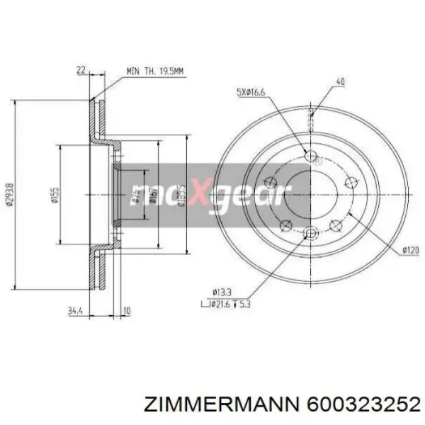 Disco de freno trasero Volkswagen Transporter 7HB, 7HJ, 7EB, 7EJ