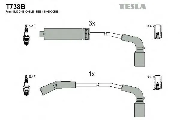 Cables de bujías T738B Tesla