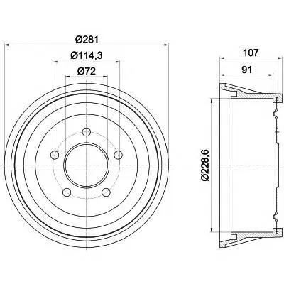 Tambor de freno trasero 8DT355301771 HELLA