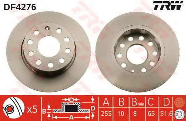 Disco de freno trasero Volkswagen Jetta 6 162, 163, AV3, AV2, AY2, AY3