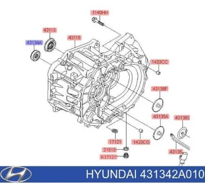 Anillo retén de semieje, eje delantero HYUNDAI 431342A010